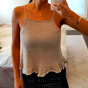 WOMEN'S COOL CHANGE BEIGE LINEN TANK TOP SHIRT SIZE SMALL